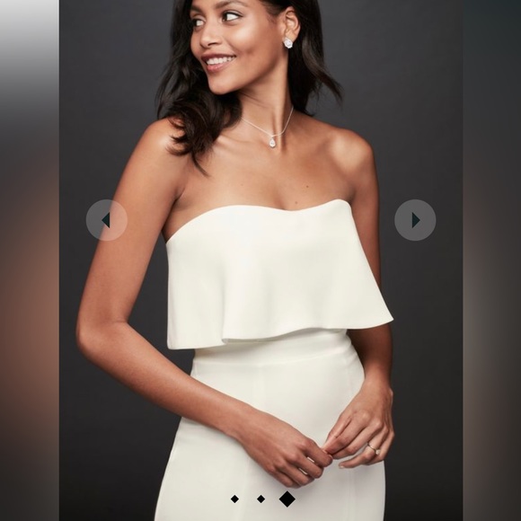 BNWT, flounce top stretch crepe strapless sheath dress by DB Studio - Picture 3 of 5